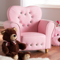 Baxton Studio LD2185-Pink-CC Mabel Modern and Contemporary Pink Faux Leather Kids Armchair